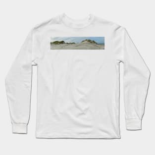 Panorama of the grassy dunes on the island of Terschelling, Netherlands Long Sleeve T-Shirt